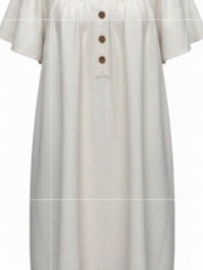 Sonoma Cream Short-Sleeve Button Front Midi Dress